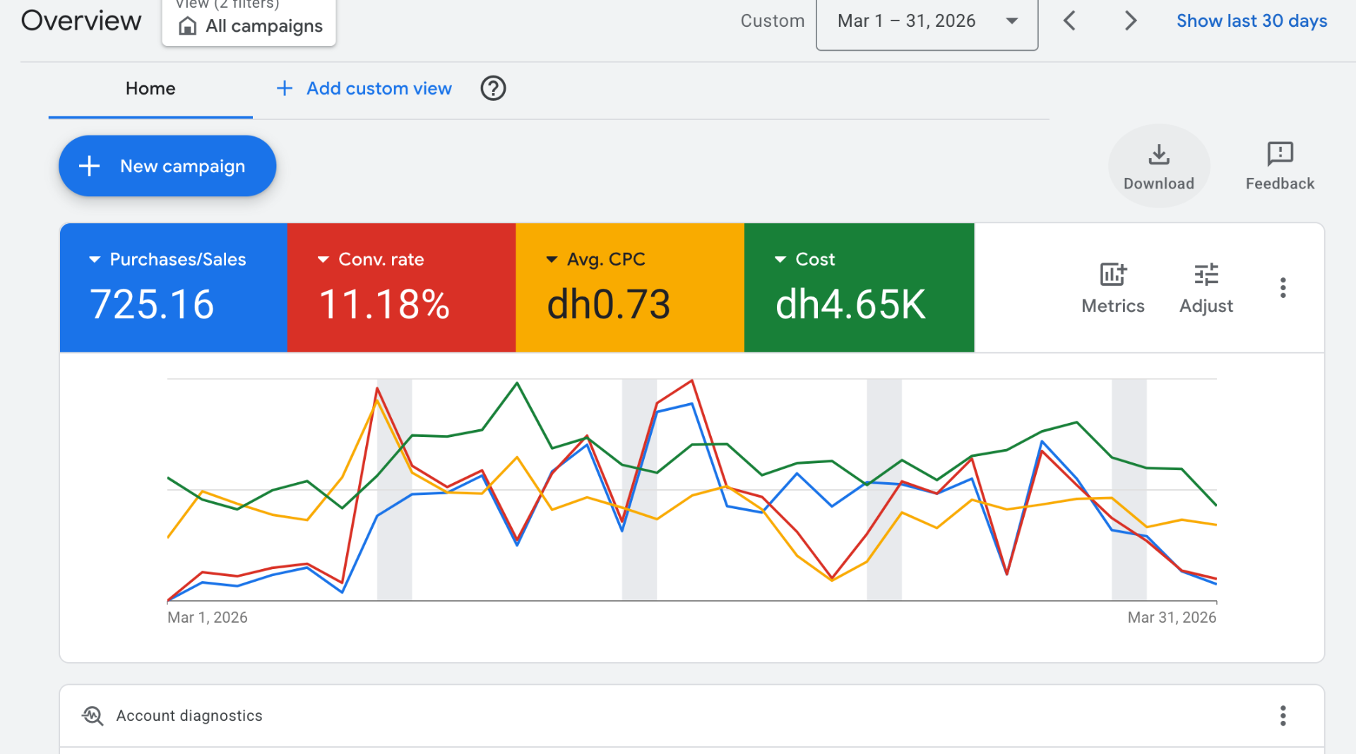 Google Ads — 725 Purchases · 11.18% Conv. Rate